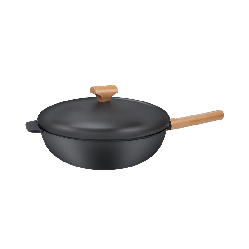 圈厨炒锅无涂层平底锅少油烟多功能家用炒菜锅电磁炉适用小米生态链CM-TC03