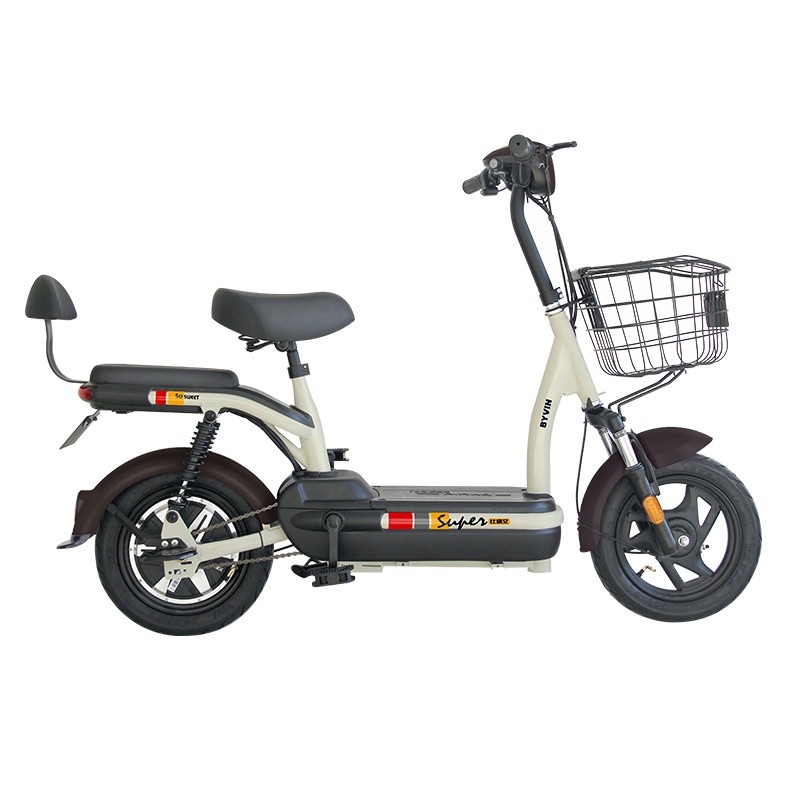 比德文新国标电动自行车新款48v12ah电瓶车时尚男女代步代步车助力车 乐感TDT7009Z 奶白色