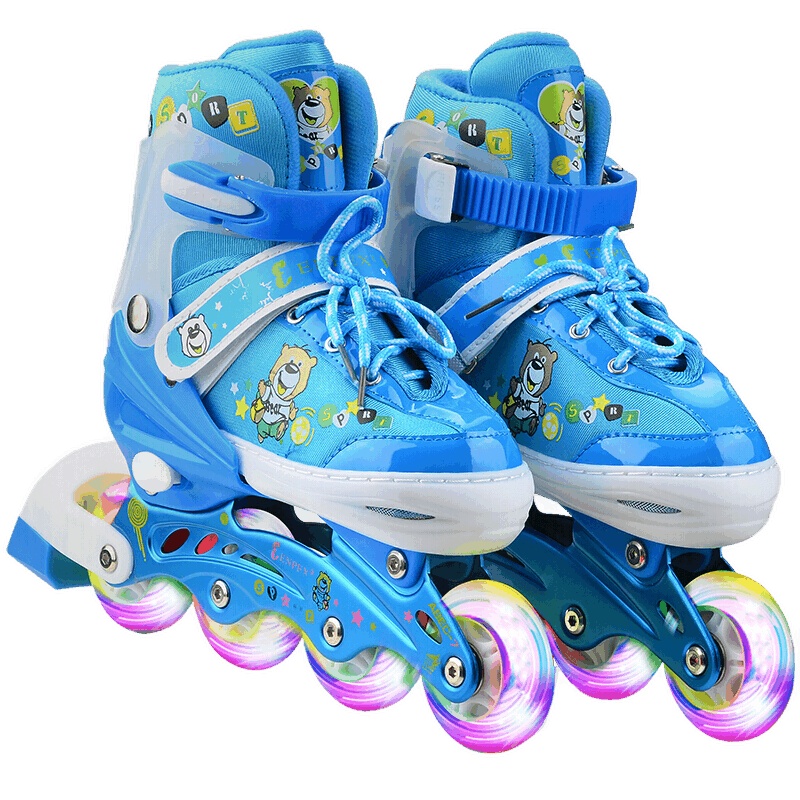 ENPEX 乐士溜冰鞋儿童全套装 儿童轮滑鞋 可调伸缩滑冰鞋男女直排轮 闪光 MS172