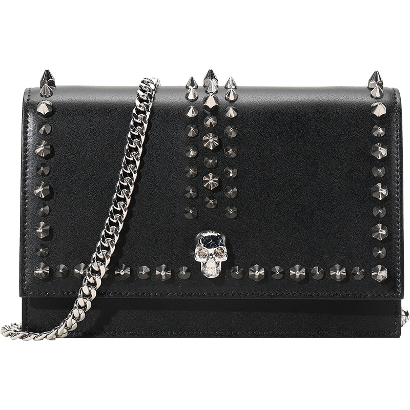 ALEXANDER MCQUEEN 亚历山大·麦昆 女士 牛皮革Skull单肩斜挎包链条包 613088 1LY40