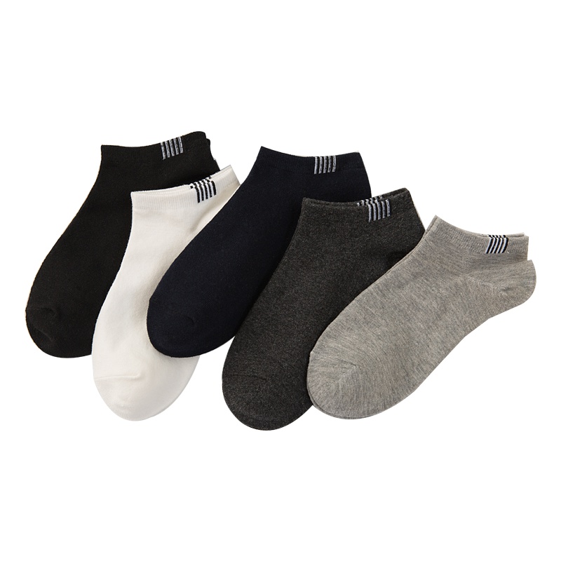 初愫5双装春夏新款时尚简约棉质吸汗男士短袜