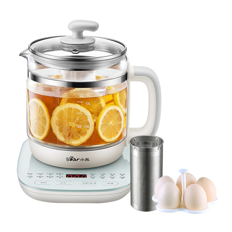 小熊(Bear)1.5L养生壶灰色无滤网热水壶煮茶器煮茶壶电水壶电热水壶烧水壶多功能保温花茶壶 YSH-C15F1