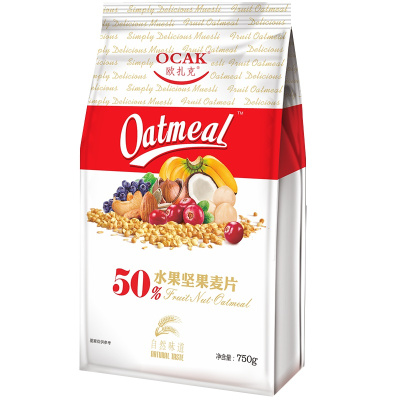 欧扎克(OCAK)50%水果坚果麦片即食袋装营养孕妇早餐冲饮燕麦片750g