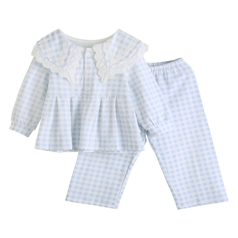 南极人女童睡衣儿童春秋保暖家居服套女宝纯棉可爱秋衣卡通空调服