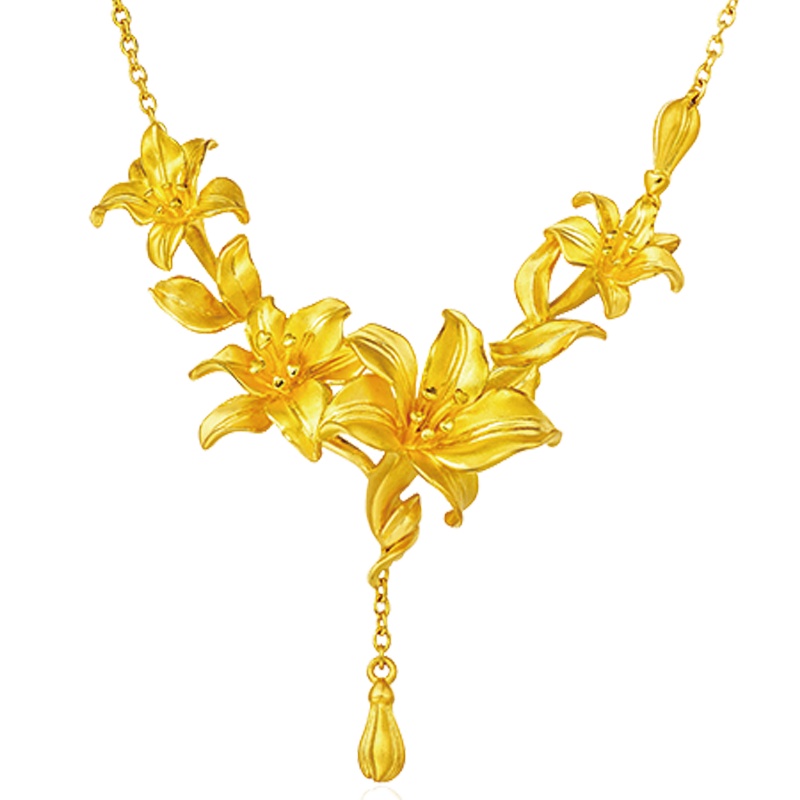 周大福花月佳期百合黄金项链套链坠计价(足金工费458元)F197544