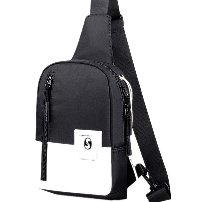 山奇品一2020新款usb男士胸包斜挎包牛津布休闲男款斜跨包多功能胸袋