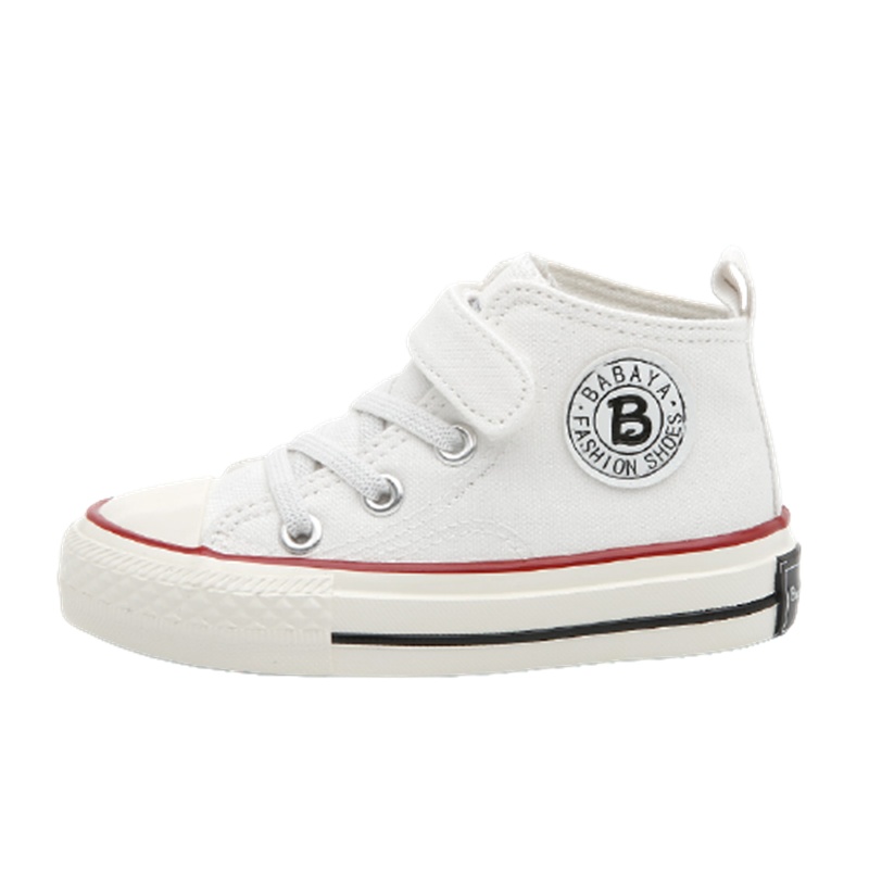 芭芭鸭儿童帆布鞋新款高帮男女童鞋板鞋休闲鞋