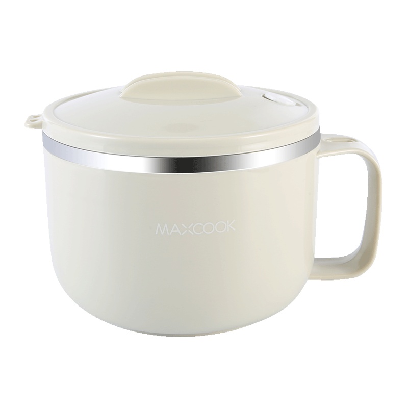 美厨(maxcook)304不锈钢泡面碗 学生饭盒餐杯泡面杯1200ML 带盖防漏防烫耐摔 灰色MCWA108