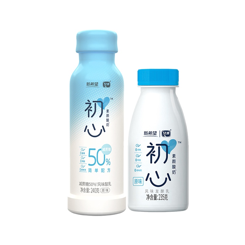 新希望琴牌低温初心酸奶风味发酵乳减50%蔗糖酸牛奶素颜主义青岛235克*6瓶