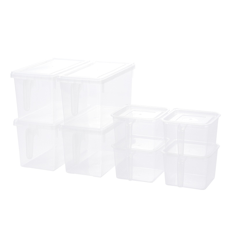 欧润哲 冰箱盒 透明塑料冰箱收纳盒雪柜杂粮罐 4大号4小号