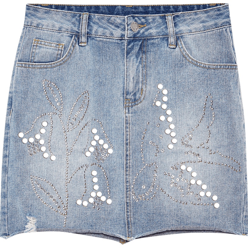 2019爱居兔春季女装简约亮片工艺臀短裙