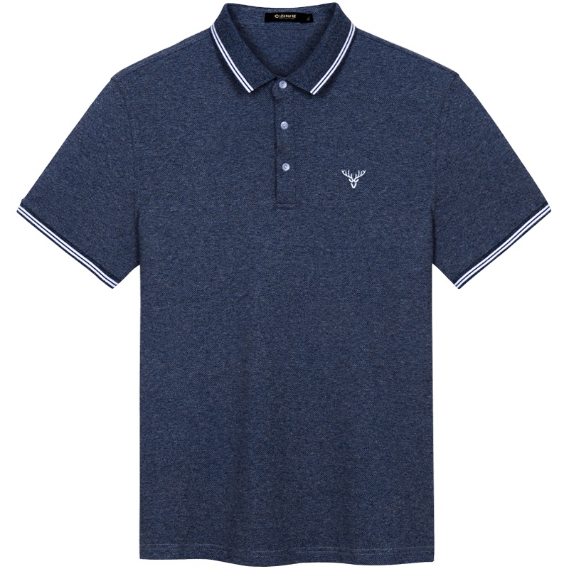 千纸鹤男装撞色翻领休闲POLO衫2020春夏刺绣短袖T恤男25261