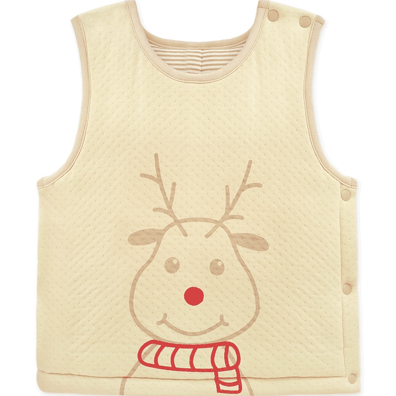 婴姿坊冬装男童肩开按扣夹棉马甲宝宝秋冬款测开扣加厚儿童小背心 66-100cm 0-36个月