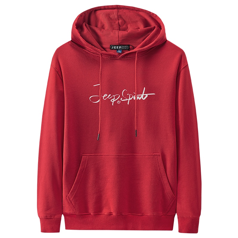 JEEP SPIRIT吉普卫衣男2021秋季新款纯色印花男士休闲连帽青年套头帽衫