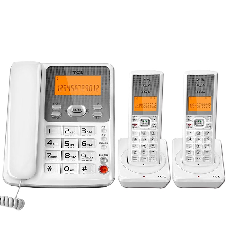 港大专属 TCL 无绳子母电话机数字子母机 办公无线座机 雅致白 D61一拖二