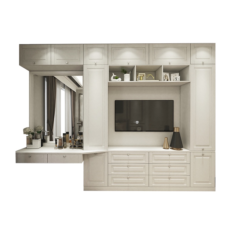 佰丽爱家欧式风格电视柜定制卧室梳妆台电视柜组合一体电视墙定制预付意向金