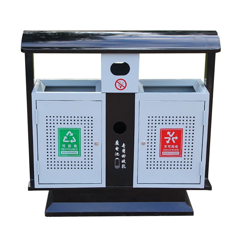 户外垃圾桶 环卫垃圾桶分类双桶 垃圾箱环保钢木垃圾筒 双桶分类垃圾桶 绿色环保