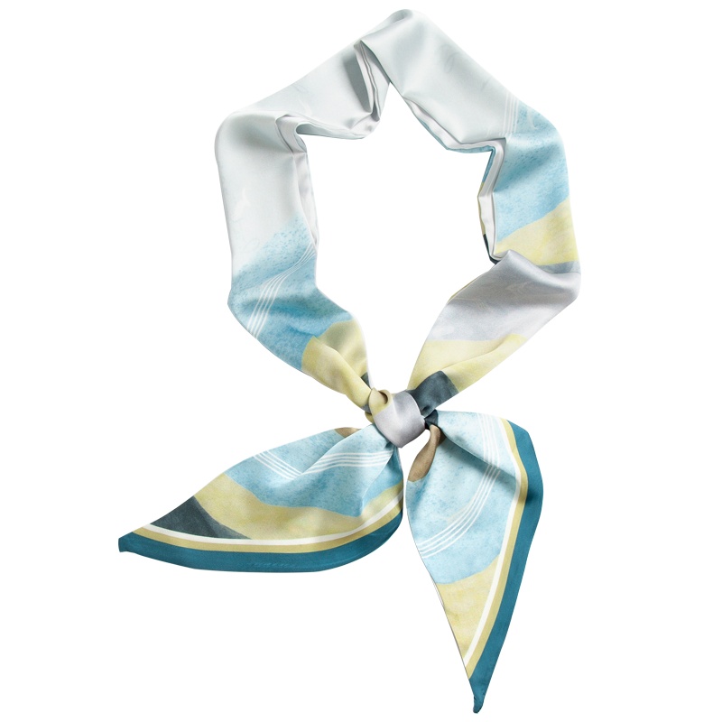 上海故事百搭细窄小长条蓝色丝巾发带领带春秋薄款搭衬衫围巾领巾