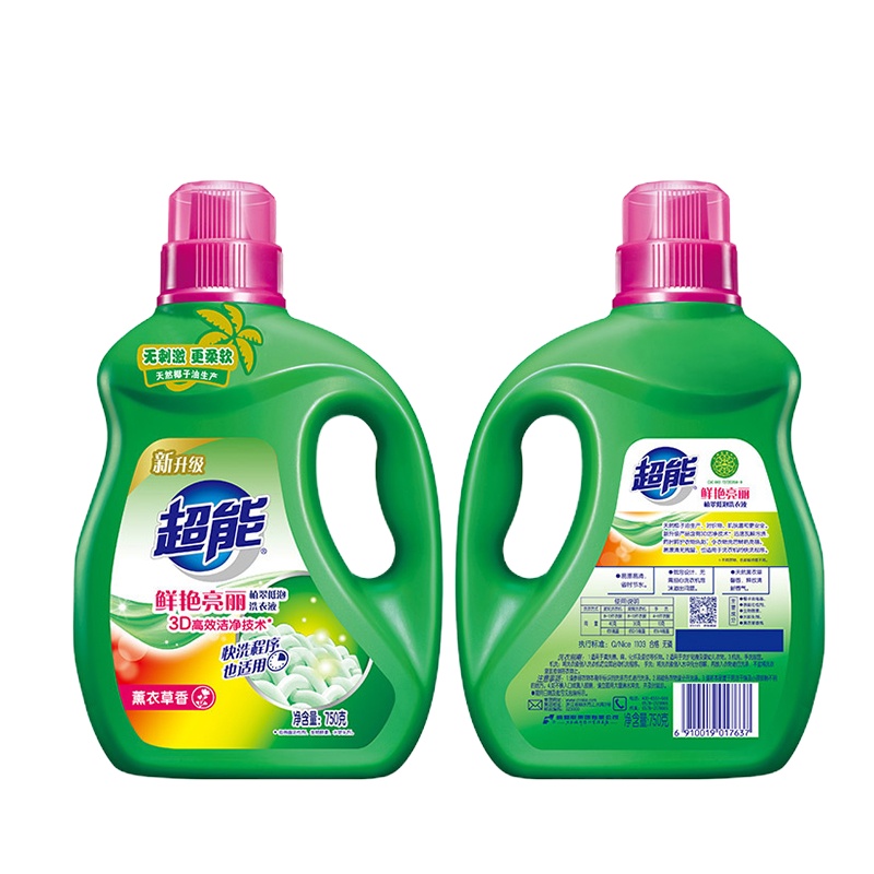 超能植翠低泡洗衣液750g瓶装深层洁净去渍留香组合家庭装 750g*3瓶装