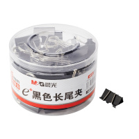 晨光 ABS92737 PET黑色桶装长尾夹15mm 60枚装 票夹 办公学习夹子 2盒装