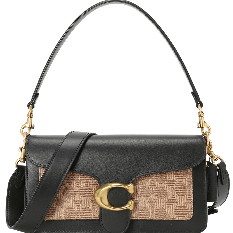 COACH 蔻驰 女包 TABBY通勤肩背 单肩包 手提包 老花拼皮金扣91215