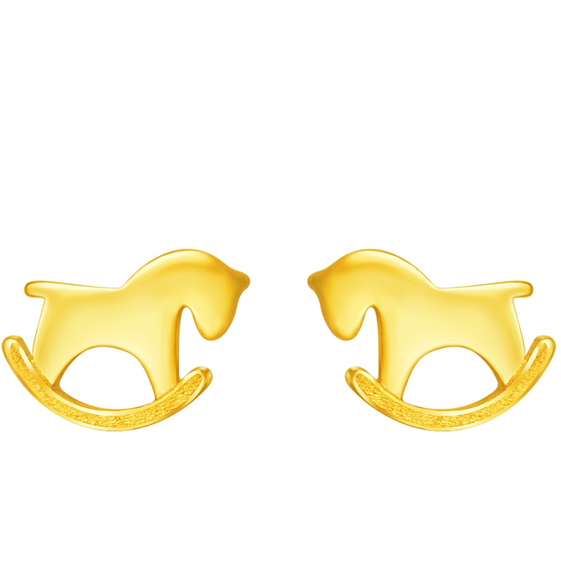 周大福游乐场系列可爱小马足金金耳钉计价（工费：118元）F196693