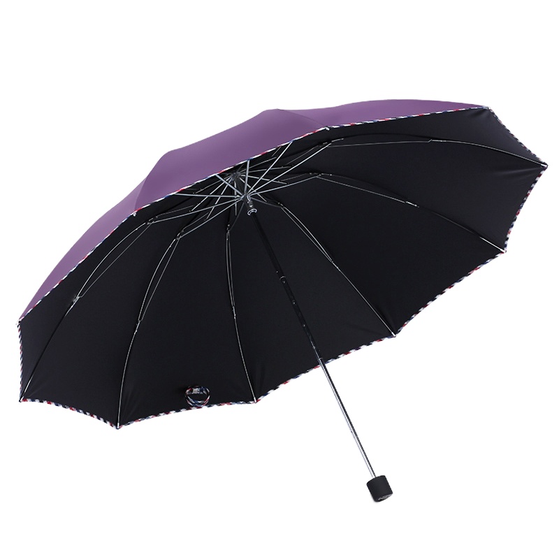 天堂伞超大双人雨伞男女大号学生折叠晴雨两用防晒紫外线遮太阳伞 紫色(黑胶升级款)