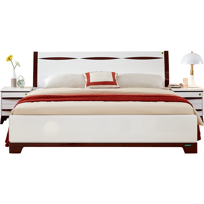 全友家居双人床床 现代简约双人床1.5米卧室1.8米板式床北欧卧室带床垫成套家具床121807