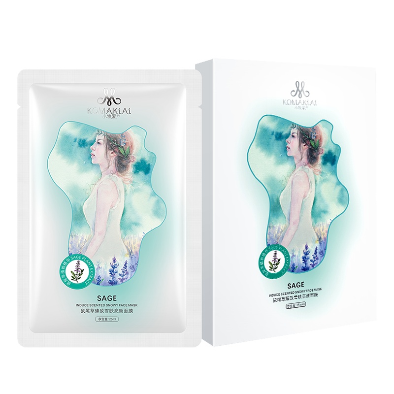 小牧爱(komakiai)鼠尾草奶皮雪肌面膜 鼠尾草籽提取多种鲜花精油发酵 清除色素沉淀亮肤面膜 5片装