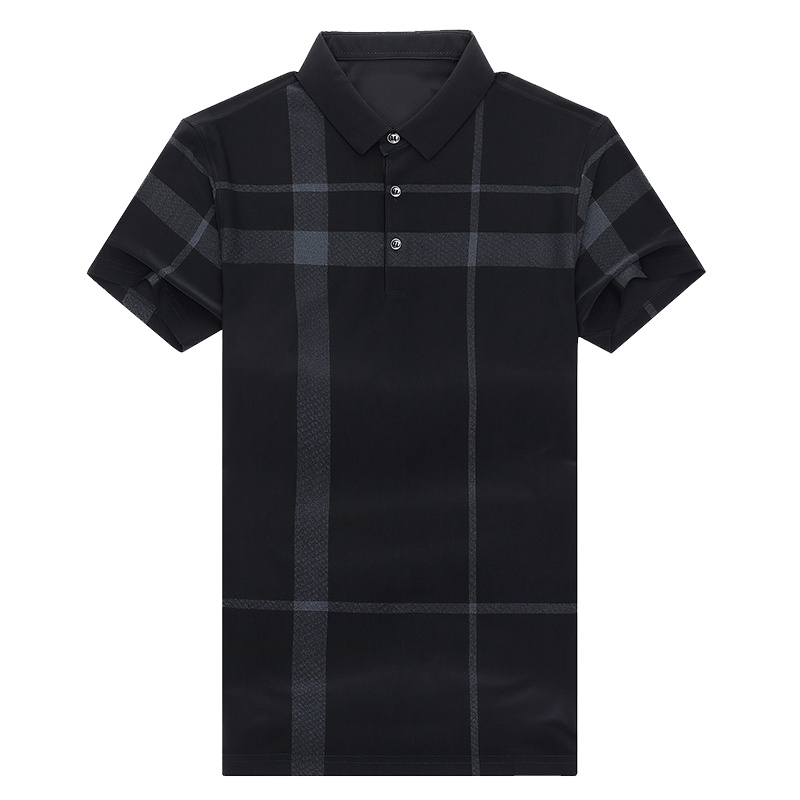 恒源祥男士T恤2021夏季新款男士商务格子翻领短袖T恤男装上衣