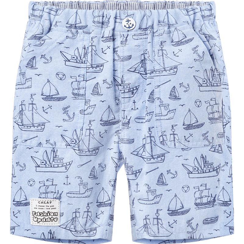 婴姿坊男童夏季小帆船印花纯色韩版简约五分裤 1-5岁 73-120码