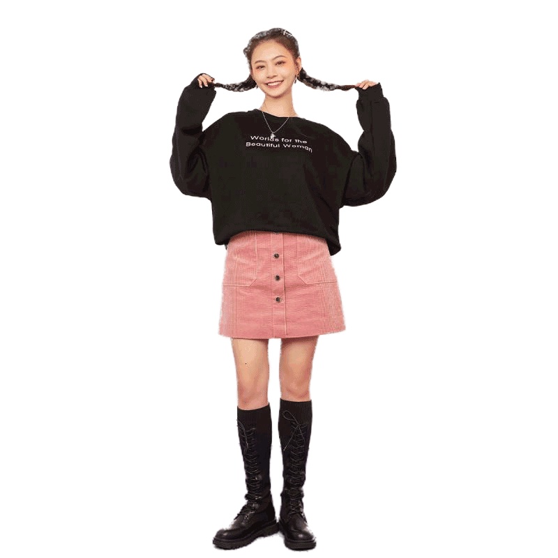 拉夏贝尔[苏] 2021年春季新款韩版慵懒风BF宽松卫衣女字母印花上衣901611568