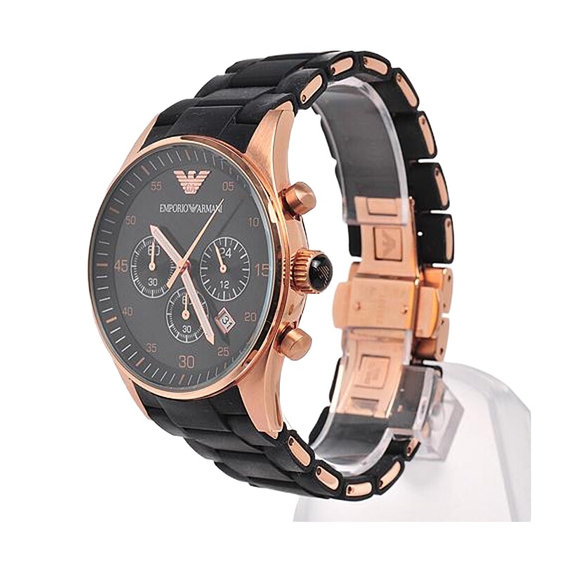 阿玛尼 三眼硅胶包钢运动石英男表AR5905