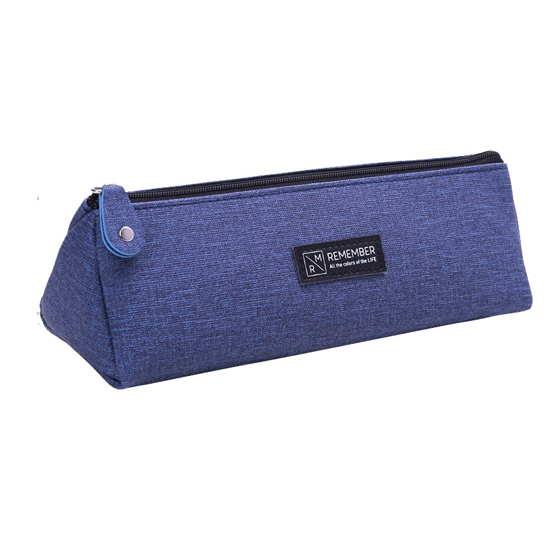 得力笔袋大容量男帆布韩国简约纯色女可爱创意高中初中小大学生铅笔盒防水耐用铅笔袋66783LAN