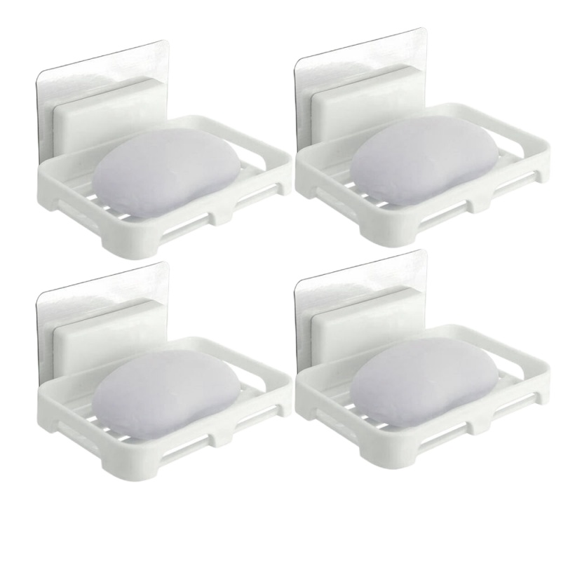4个北欧白 免打孔壁挂肥皂盒浴室沥水肥皂架卫生间吸壁式香皂盒香皂架皂盒子