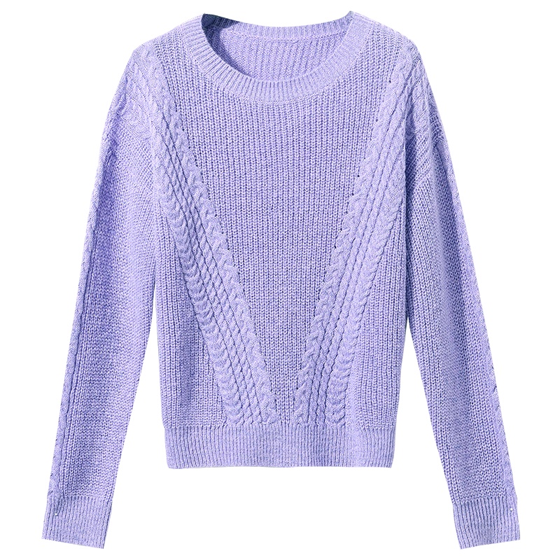 OSA秋季紫色宽松套头毛衣女秋冬外穿2020年新款慵懒风针织衫上衣