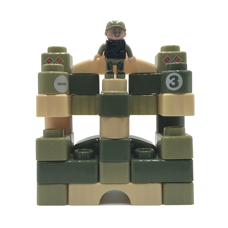 HOLETO 儿童积木大颗粒军事小人野战部队拼装玩具幼儿园益智拼插3-6周岁7男孩子8女孩拼图10