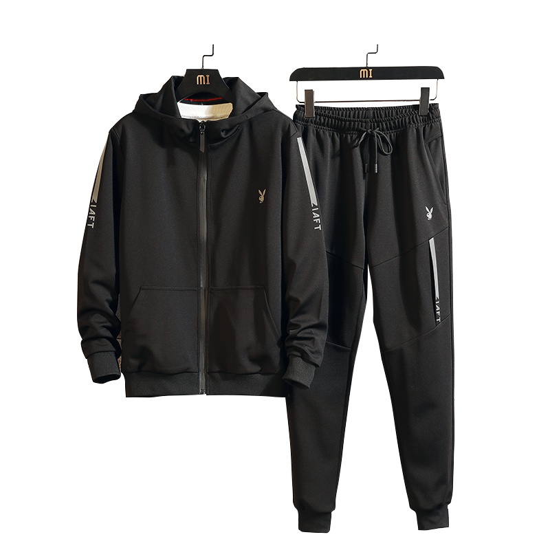 花花公子(PLAYBOY ICON)卫衣男士春秋连帽衣服运动套装帅气带帽子休闲外套