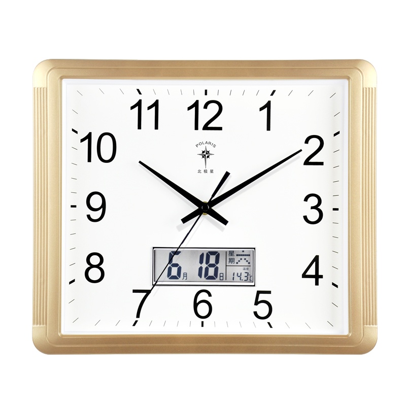 北极星(POLARIS)挂钟钟表客厅时钟石英钟创意静音方形家用客厅卧室装饰时尚现代简约轻奢新中式挂表