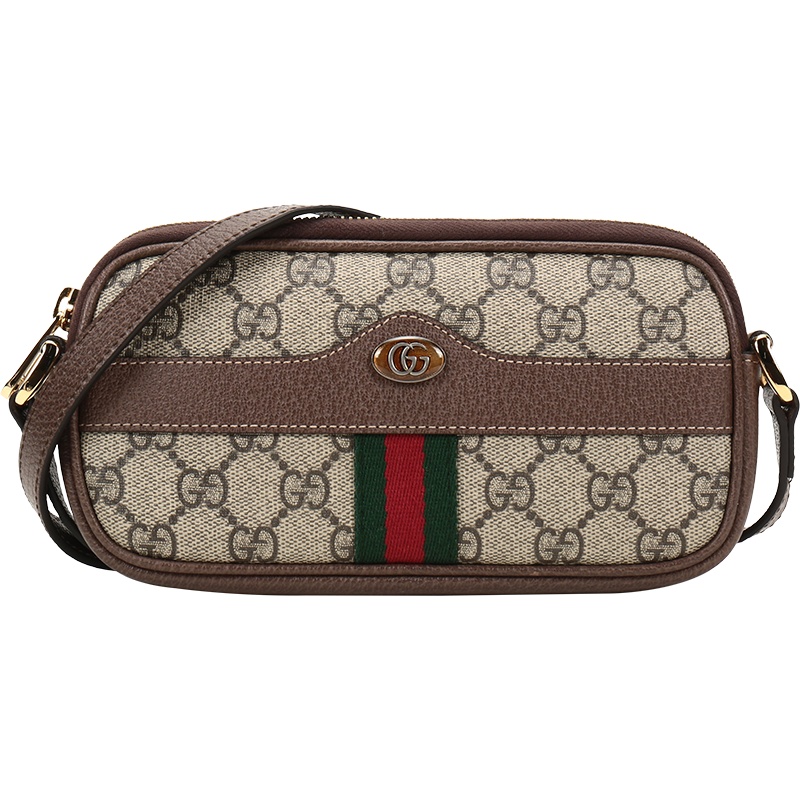 Gucci 古驰 女士 Ophidia系列人造帆布配皮迷你单肩斜挎包 598664 96IWS