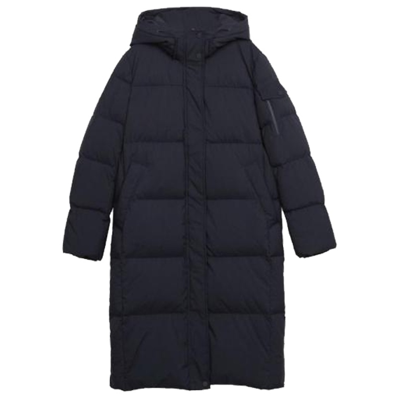 【专柜同款】羽绒服女装冬季韩版百搭直筒过膝连帽长款拉链时尚外套30084128