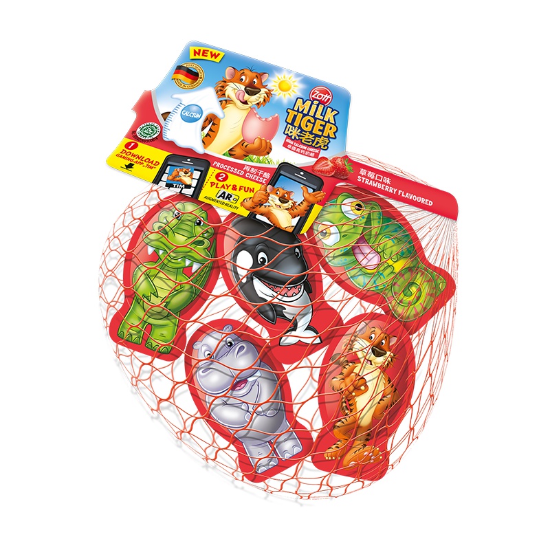 卓德(zott) 德国进口 儿童咪老虎草莓味奶酪(再制干酪) 100g*3 棒棒奶酪 儿童高钙奶酪