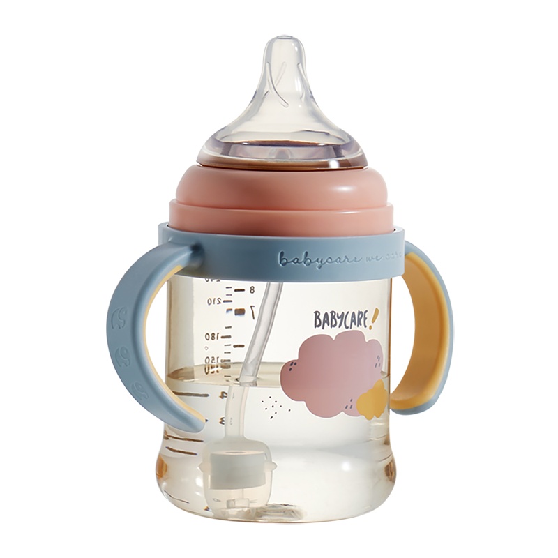 babycare3.0成长奶瓶ppsu耐摔防胀气 新生婴儿鸭嘴奶瓶吸管大宝宝 安伯灰240ml(鸭嘴款