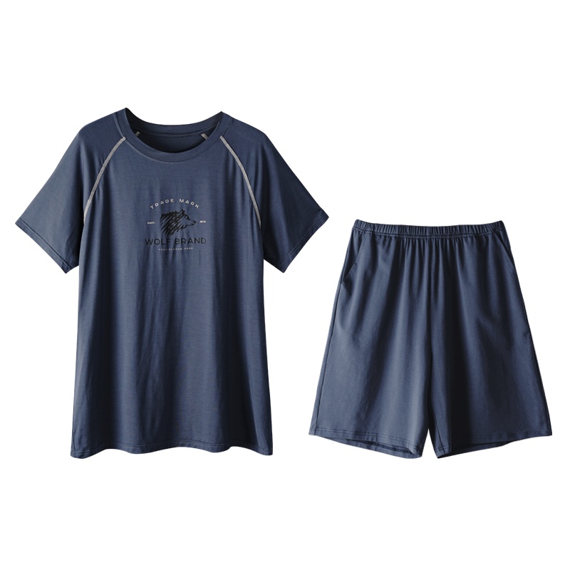 猫人睡衣男夏季短袖短裤莫代尔家居服薄款夏天休闲大码男士套装