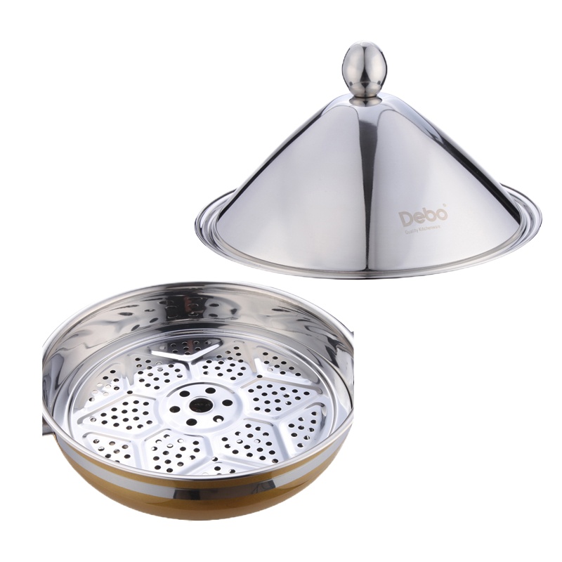 德铂 不锈钢多功能锅DEP-135瓦尔堡汤锅蒸锅26cm明火电磁炉通用锅