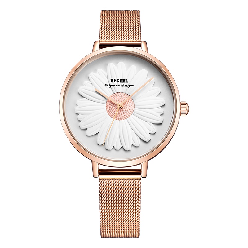 宾爵（BEGEEL）石英机芯雏菊香恋时尚女士百搭石英表B966L