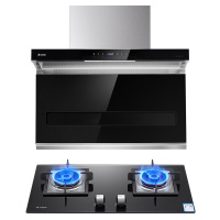 艾美特烟灶套餐21m³吸力顶侧双吸式吸抽油烟机4.5kw大火液化气燃气灶组合套餐自清洗烟机CXW-260-L8Z+H1Y