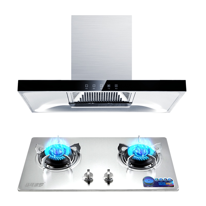 马可波罗(MKBL)欧式烟灶套装智能触控强排大吸力油烟机燃气灶大火力猛火双灶煤气灶具液化气160-D+Q03(139)