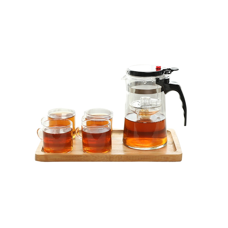 唐宏坊 耐热玻璃茶具套装家用带过滤功夫茶具耐高温透明加厚玻璃花茶壶公道杯茶杯泡茶组合办公室品茶杯子套装