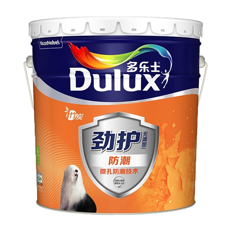 多乐士(Dulux)劲护无添加竹炭防潮墙面漆内墙乳胶漆 墙面漆 油漆涂料 A8307单桶面漆15L